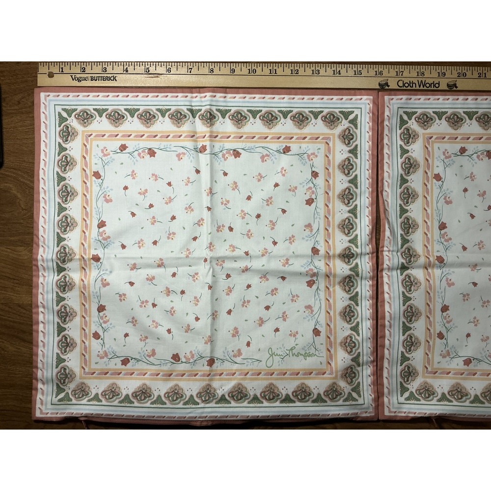 Pair of Jim Thompson Cotton Pillow Covers Delicate Pink Thailand 16in x 15.5in